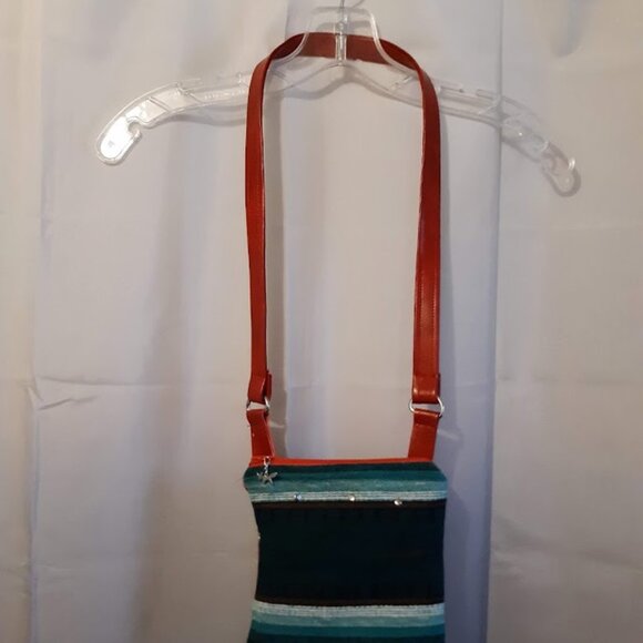 New Southwestern Sarape Stripe Tapestry Cowgirl Purse Red green gold Sling bag - Picture 3 of 11